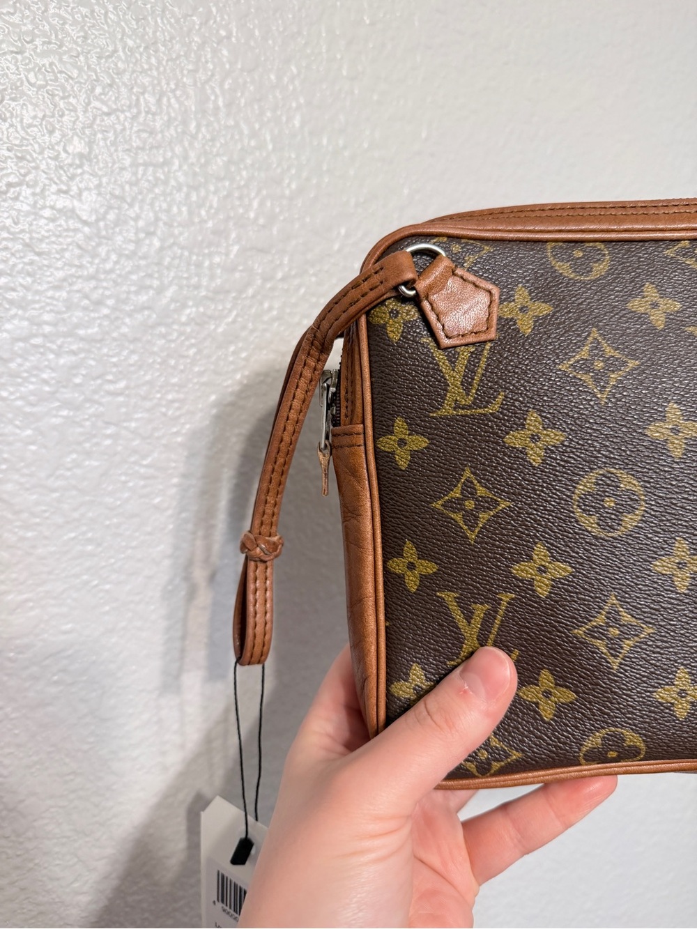 Vintage 1970s Louis Vuitton Monogram Pochette Wristlet Bag Made in France w/ COA - Picture 4 of 11